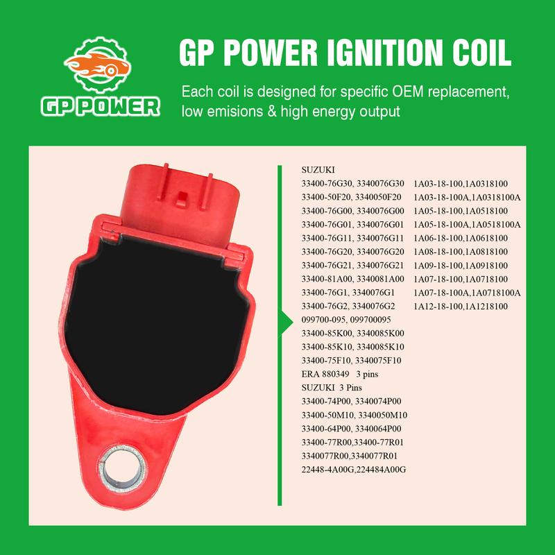 3PCS GP POWER Performance Ignition Coil Packs 33400-74P00 33400-85K10 for Suzuki Jimny Spacia Wagon R Alto 0.66 0.66T K6A R06A