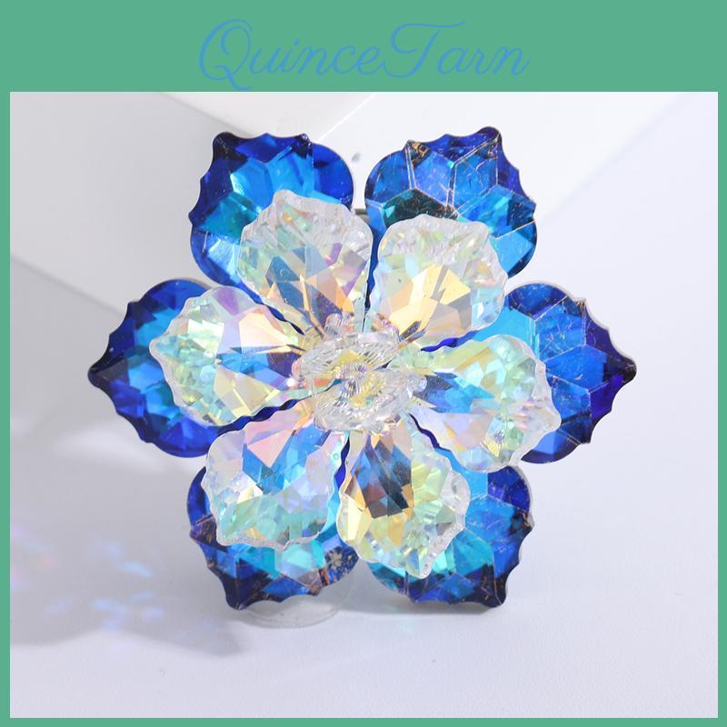 Flower Shining Glass Brooches For Women Beauty Office Party Brooch Pin New Year Gifts