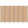 6 Panel Room Divider Beige 300 x 200 cm Fabric