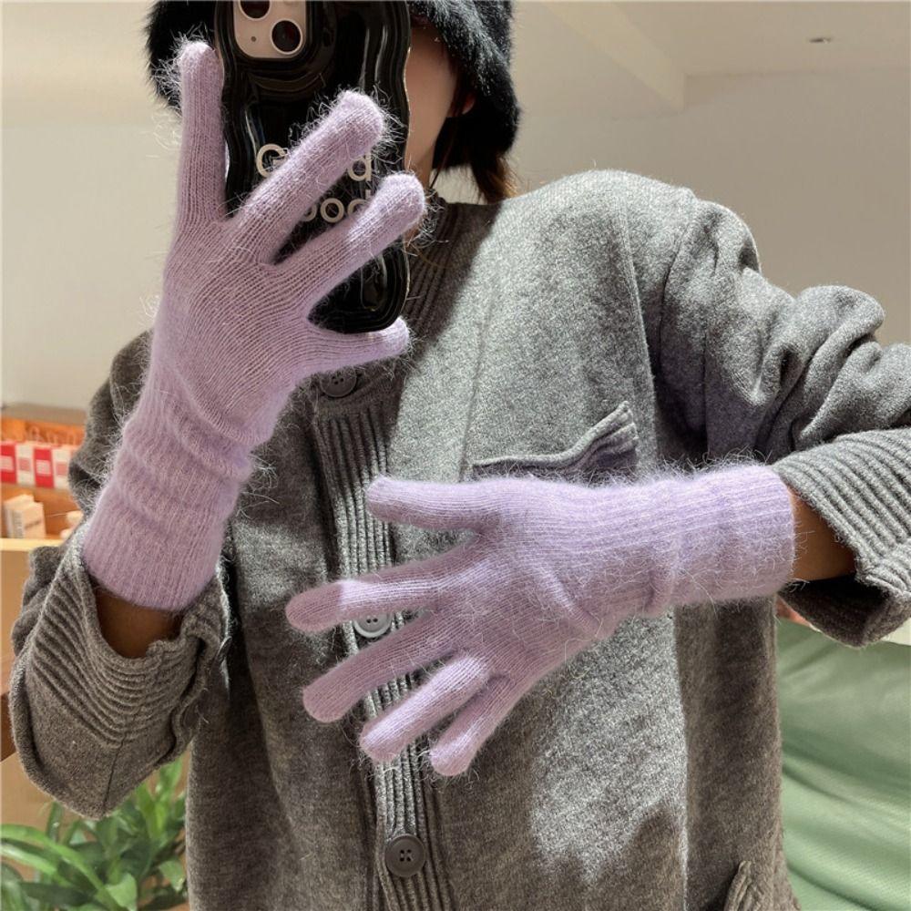 Full Fingers Long Wrist Gloves Rabbit Wool Winter Mittens Fashion Woolen Gloves Autumn Winter