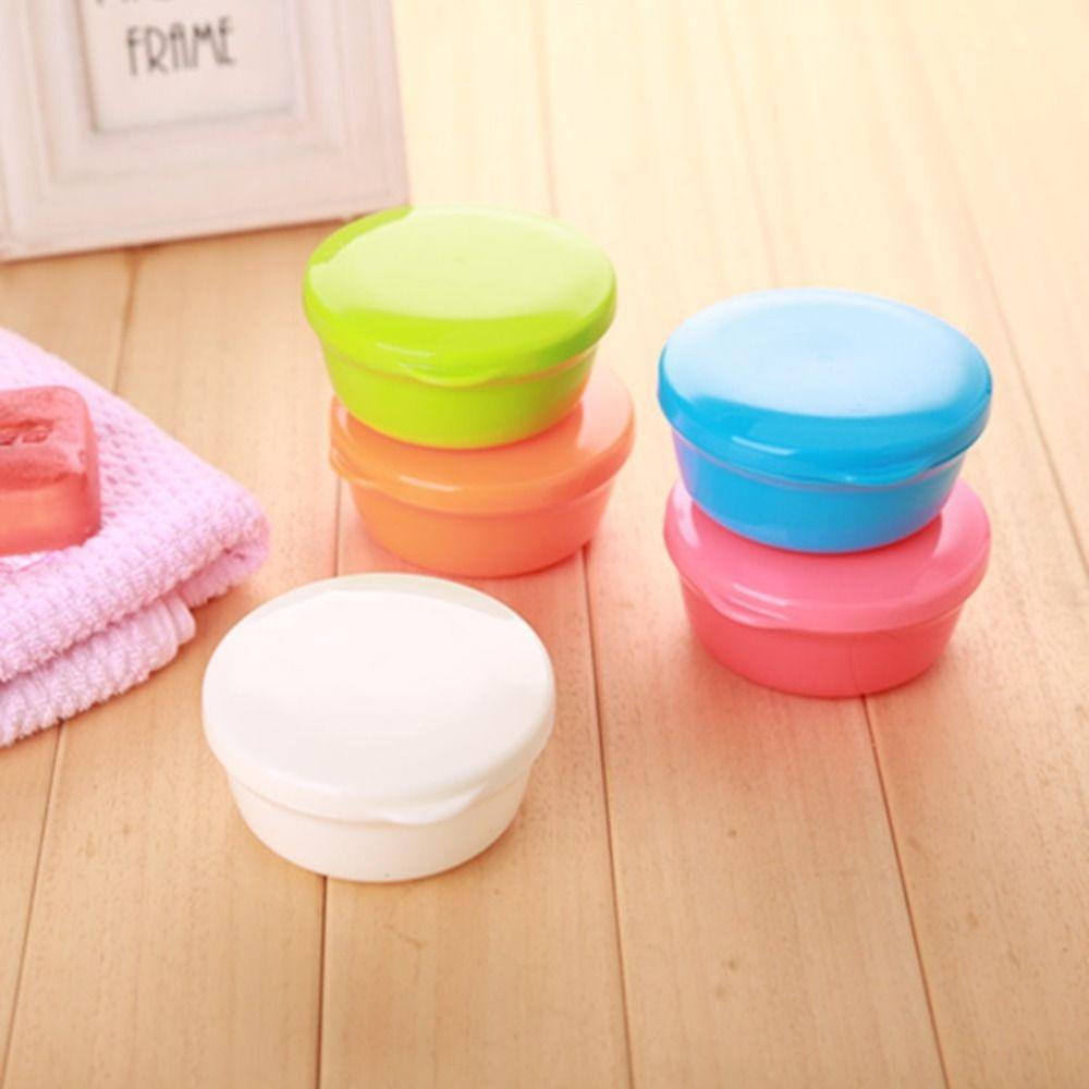 Round Travel Soap Container Plastic Portable Soap Dish Toilet Trip