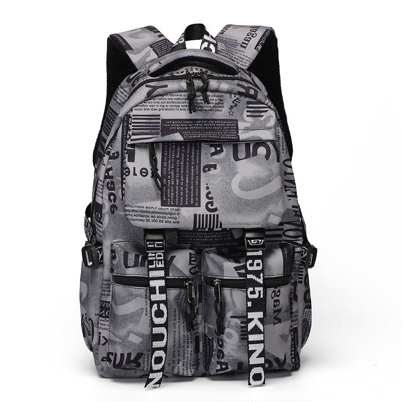 Men Black Backpack Unisex Travel Fashion White Backpack Students Teenager Boys Girls School Bags Canvas Waterproof Bag