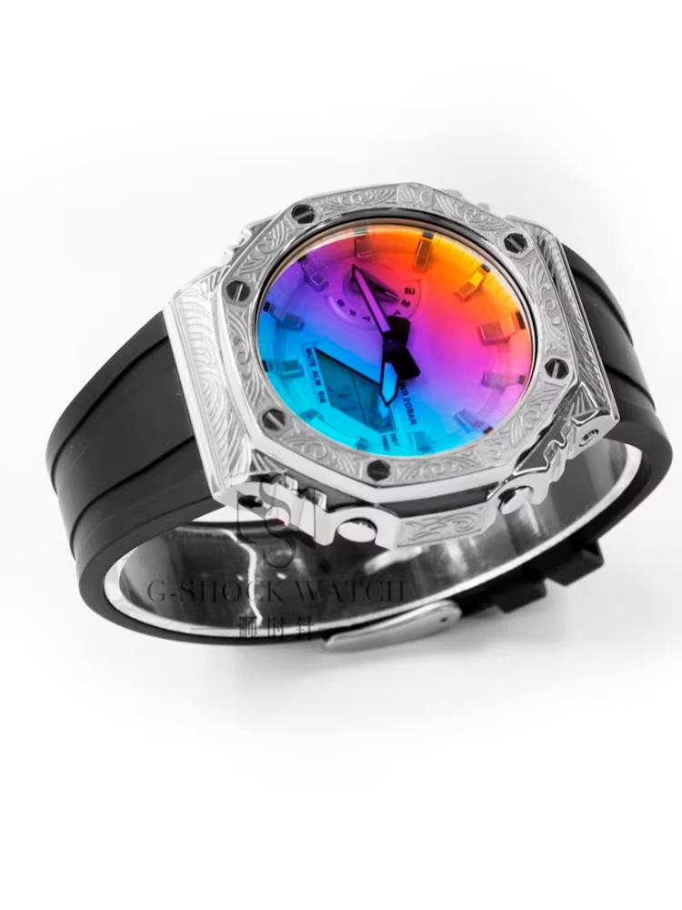 GA2100 Для Casio Дуб Фермерский Резьба Металлический Корпус Ремешок из Смолы GA2100/2110 Модифицированный Резьба GM2100 GBM2100 Корпус Аксессуары для Часов