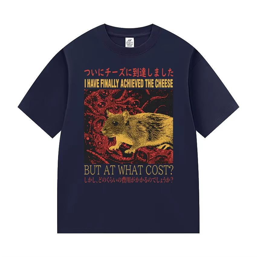 Funny Finally Achieved The Cheese Rat Graphic T Shirt Unisexs Harajuku Fashion Casual Tshirt Oversized 100 Cotton Unisex Tshirts