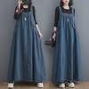 2025 New Plus Size Women's Retro Denim Overalls Dress: Loose, Slim, Swing Design for Spring/Summer