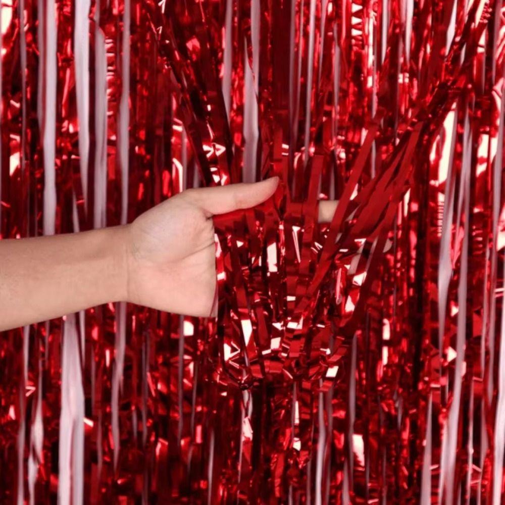 Glitter Foil Fringe Curtain Glitter Streamers Party Backdrop Tinsel Curtain Wedding Decor