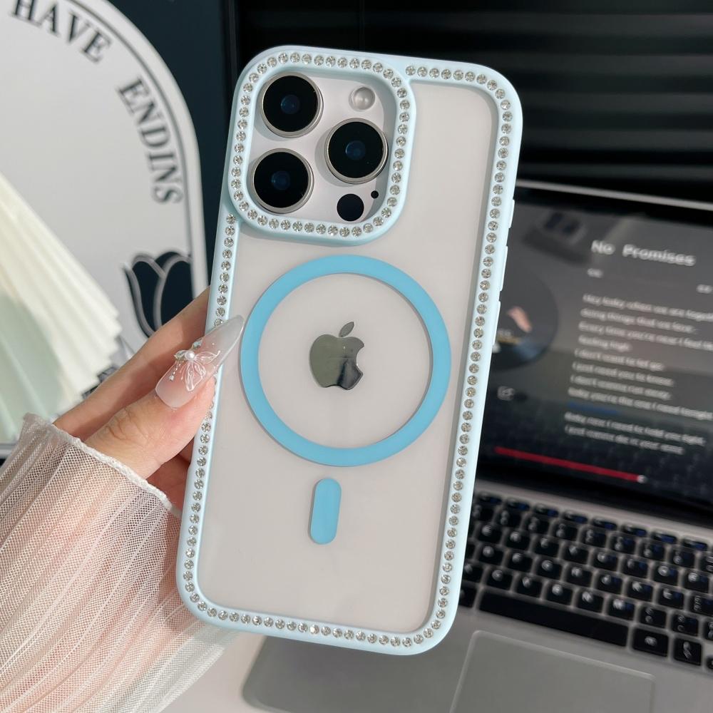 Для Magsafe Магнитный Блестящий Бриллиантовый Прозрачный Чехол для iPhone 11 12 13 14 15 16 Pro Max Plus Сверкающий Стразами Противоударный Чехол