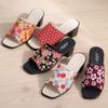 Plus Feminine 3708 Slide Japanese Style Made in Floral and Japanese Square Medium San-A Women's Sandals, Sandals, 5.5cm Heel, Japan, Pattern,