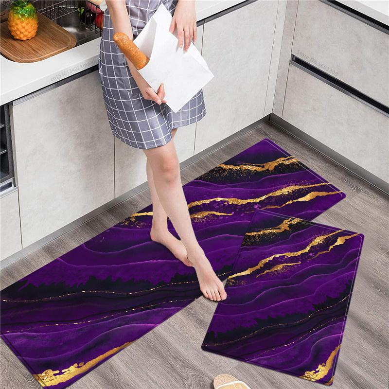 Набор кухонных ковриков с абстрактной живописью, моющийся нескользящий длинный коврик из пены с эффектом памяти для ванной комнаты, туалета, черный, зеленый, красный, синий, фиолетовый