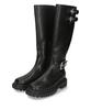 Oriental Traffic 41504 Черные длинные сапоги ниже ремня инженера квадратный носок женские, до колена, сапоги, дизайн, молния,