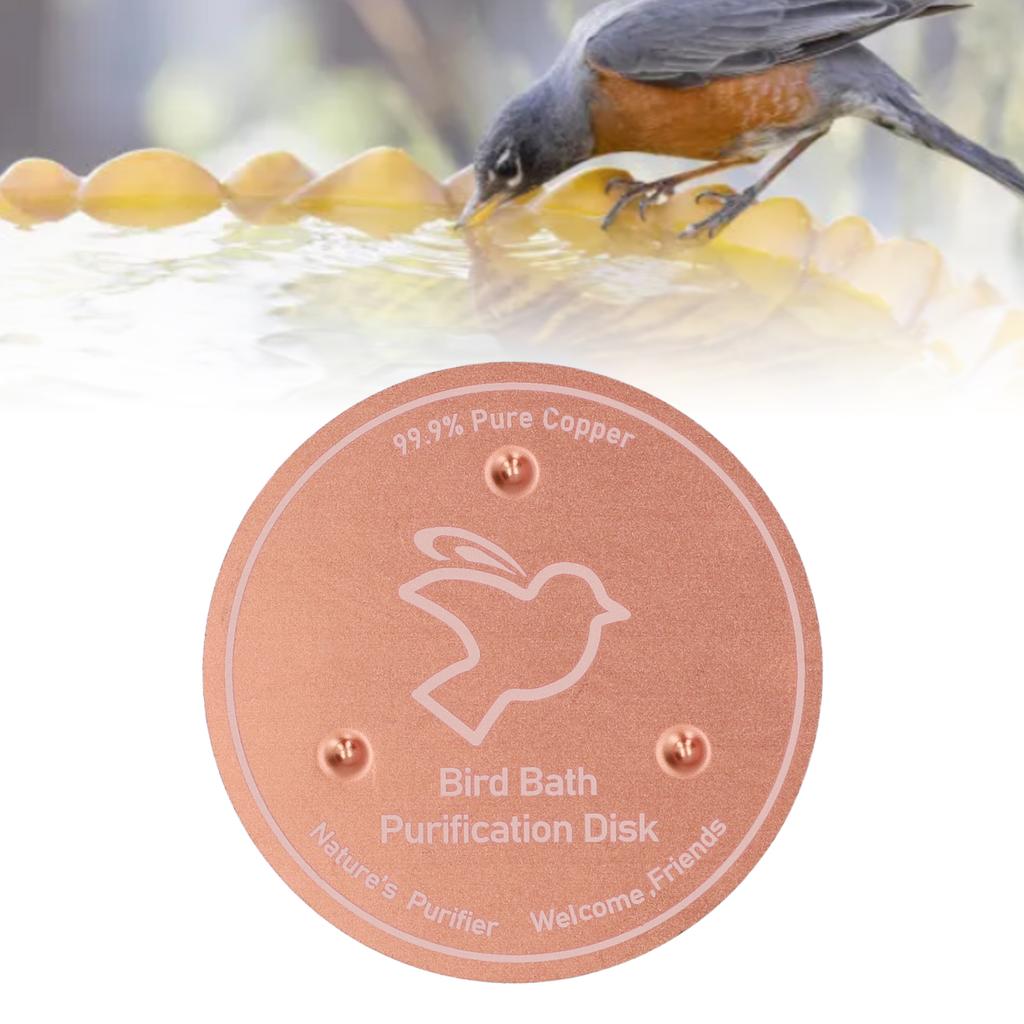Copper Plate for Bird Bath Bird Bath Copper Disk Bird Bath Purification Disk Birdbath Accessories with Triple Point Support