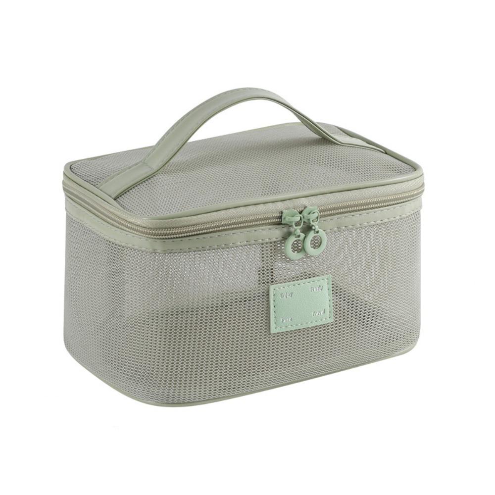 Square Transparent Mesh Cosmetic Bag Lightweight Storage Toiletry Bag  Camping