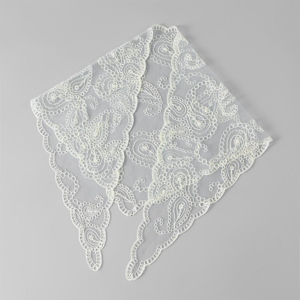 Solid Color Embroidery Shawl Thin Fabric Prayer Veil Vintage Hair Scarf for Women