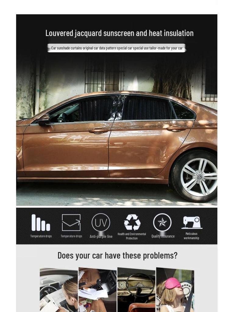 Jinbei Grace Car Curtains: Heat Insulation & Blackout Venetian Blinds with Aluminum Alloy Double Track