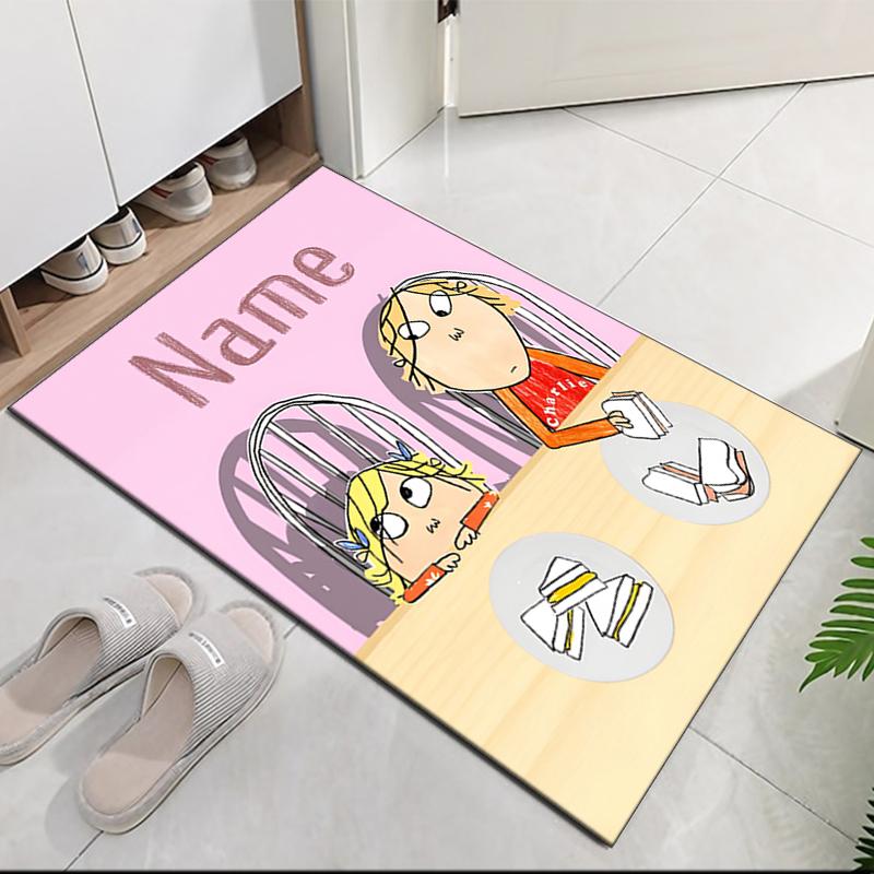 Custom Name Charlie and Lola Printed Carpet, Rug for Office Chair Living Room Bedroom Kitchen Room Decor Gifts.