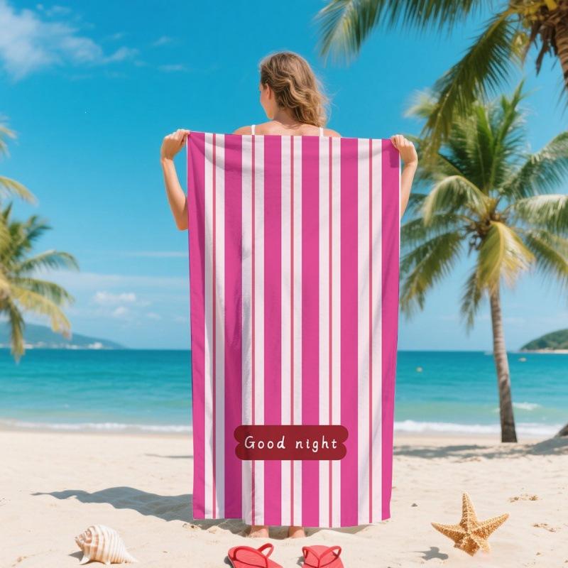 For Fashion Summer Colorful Striped Ultra-Soft Microfiber Beach Towel Quick-drying Silver Ion Antibacterial Cross-Border