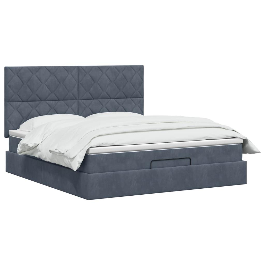 Ottoman Bed with Mattress Dark Grey 180 x 200 cm Velvet