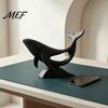 Modern Interior Decor Minimalist Hollow Whale Figurine, 3D Printed Matte Animal Sculpture for Office Table Ornament Home Desk Decor, Statues