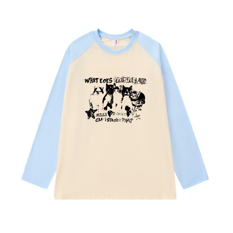 Women's T‑Shirt Raglan Sleeve Color Block Top Loose Fit 100% Cotton Casual Plus Size Short Long Sleeve For Summer Autumn