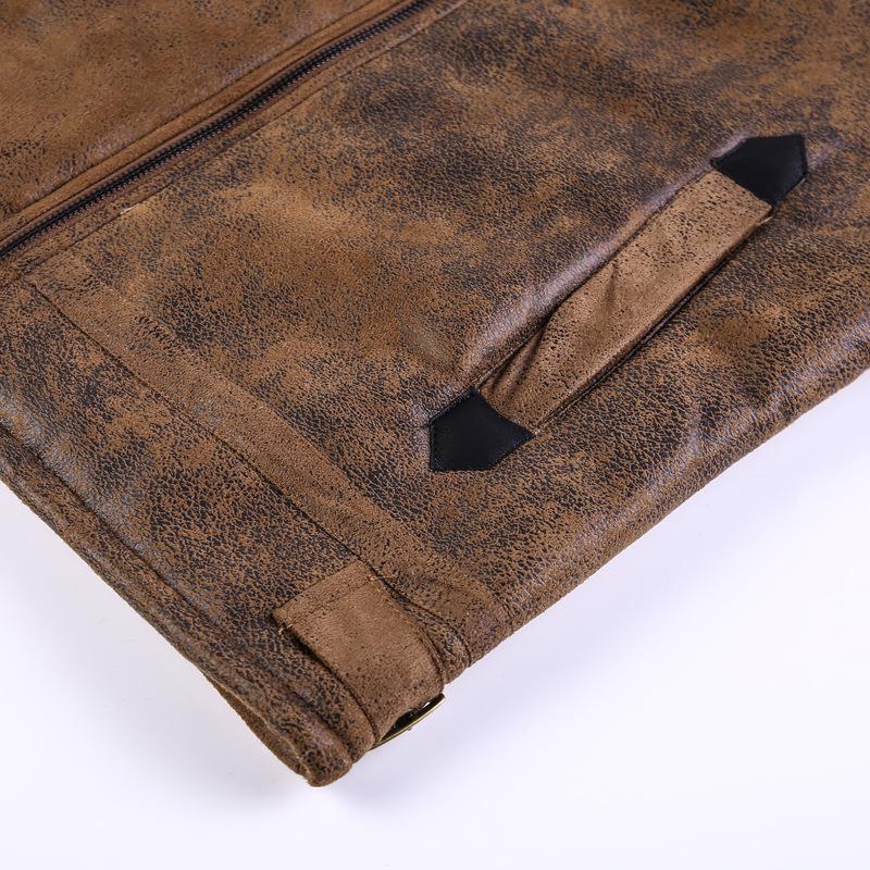 Мужская бархатная кожаная куртка с лацканами и меховой вставкой из бархата и утолщения