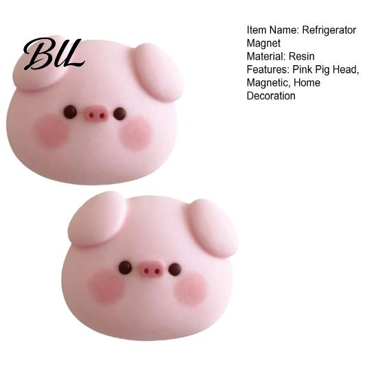 3D Fridge Magnet 2Pcs Pink Pig Head Refrigerator Magnet, Resin Cartoon Magnetic Kitchen Decorative Magnets Decoration, Memo Note Photo Holder