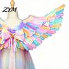 Angel Wings for Costumes Feather Wing Kids Girls, Colorful Elf Performance Choreography Costume Birthday Party, Fairy Cosplay, Halloween, Swan
