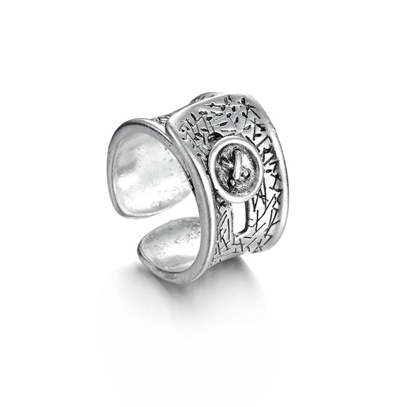 Ретро Одежда Пуговица Широкое Кольцо Для Мужчин Женщин Панк Готика Рок Хип-хоп Открытое Кольцо Ручной Работы Дизайнер Циркон Унисекс Аксессуары Подарок