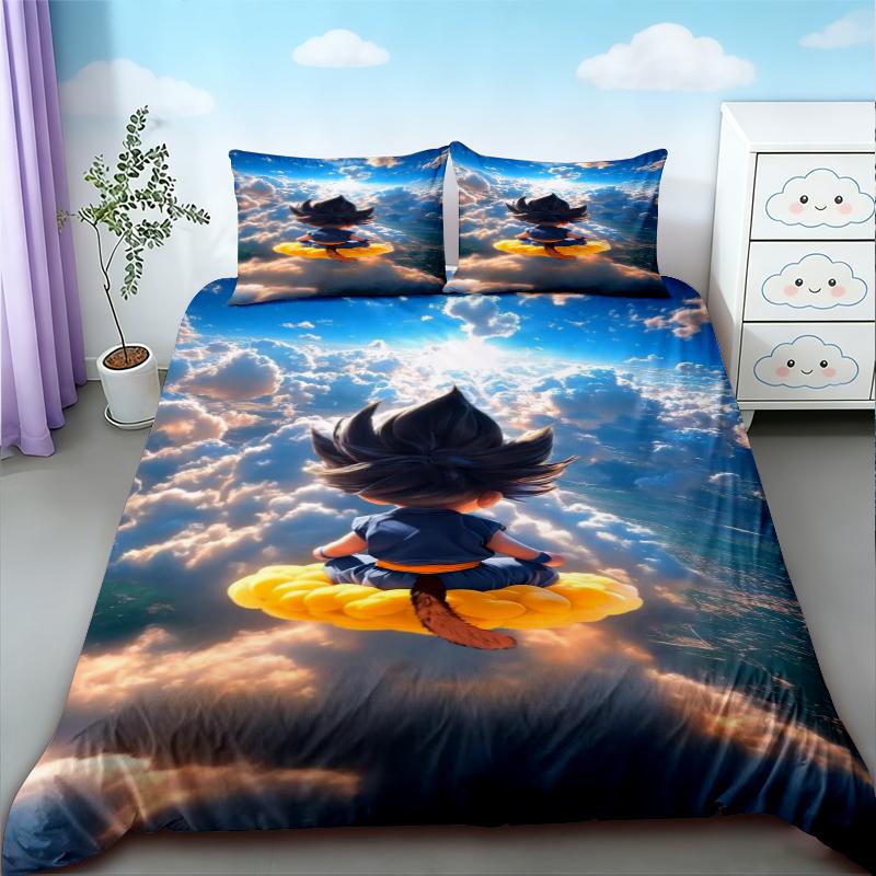 Детское постельное белье с рисунком Dragon Ball, пододеяльник, комплект постельного белья с Гоку, мягкое и удобное для декора спальни, размер Queen/King, подарки