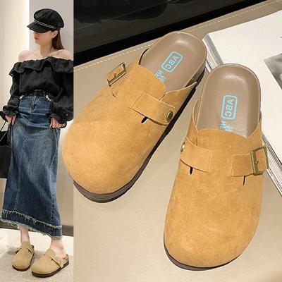 Модные женские тапочки Whoholl Cork Suede Mules, модные мужские туфли-сабо, классические пробковые нескользящие уличные тапочки с поддержкой свода стопы 2024