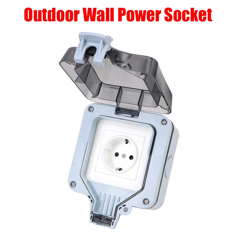 With USB Charging IP66 Weatherproof 16A Outdoor Wall Power Socket Double EU Socket Power Supply Switch Socket