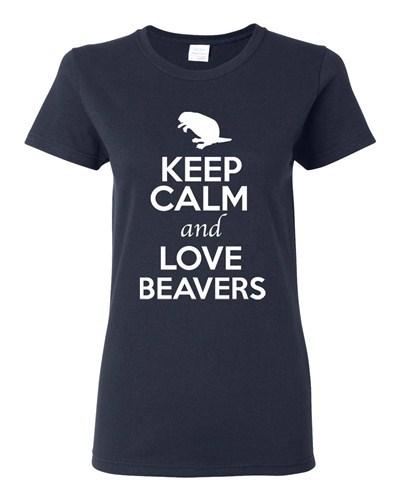 Ladies Keep Calm And Love Beaver Rodents Animal Lover Wild Funny T-Shirt Tee Unisex T-Shirt
