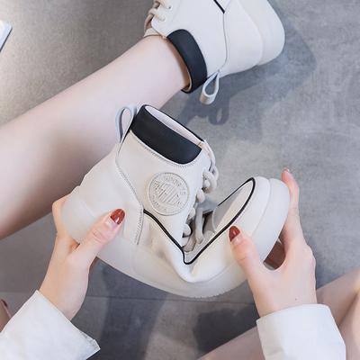 Повседневная белая обувь Высокие ботинки Martin Кожаные короткие ботинки на плоской подошве