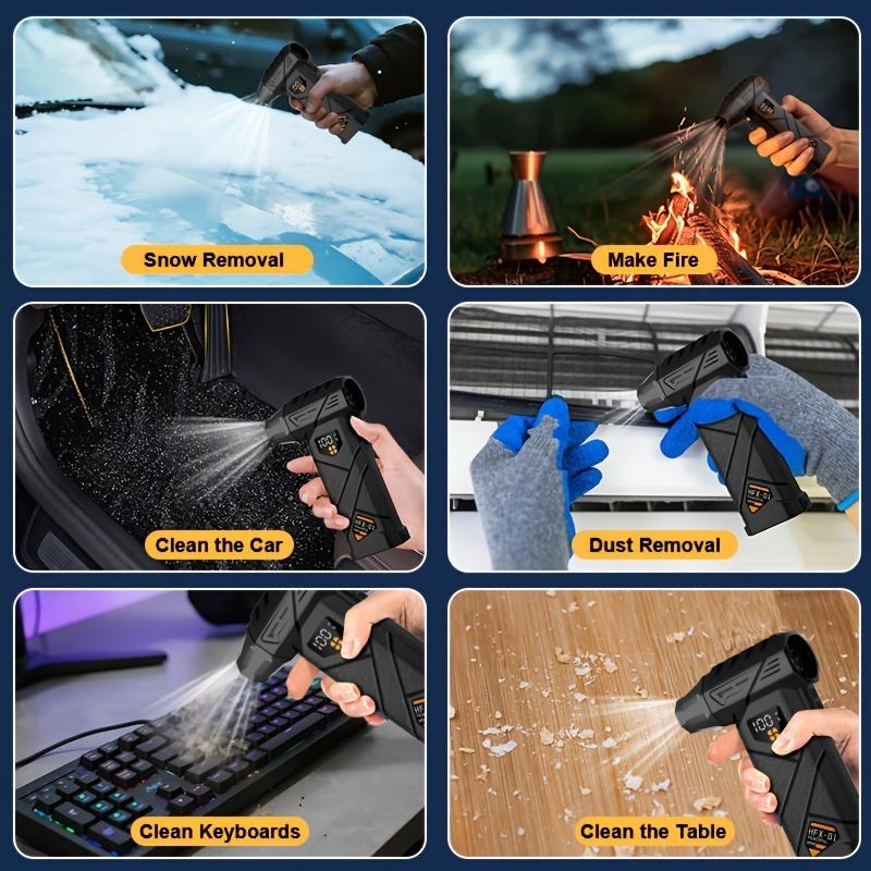 Handheld Micro Turbo Fan Cordless Electric Snow Remover 880000 R/min High Speed Brushless Motor LED Lighting Car Cleaner
