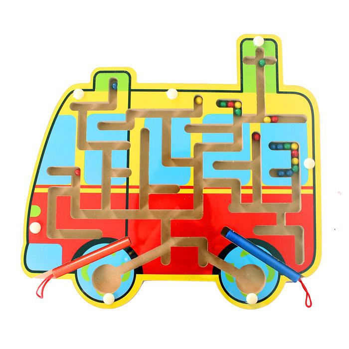 Деревянные игрушки, шариковая катушка, магнитная ручка, лабиринт, трек, развитие детских интеллектуальных игрушек