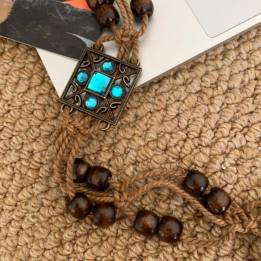 Tassels Wax Rope Belt Bohemian Woven Waist Chain Ethnic Waist Rope Belt For Women Dress Beach Music Festival Accessory