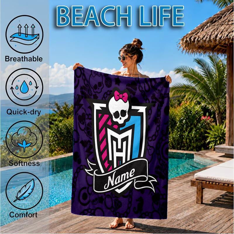 Custom Name High Party Beach Towel Microfiber Beach Towel, Lightweight and Quick-Dry, for Summer Travel, Swimming Pool Gift