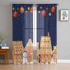 Christmas Candy, Winter Gingerbread Curtains For Living Room Bedroom Home Decoration Window Voile Tulle Curtain Drapes