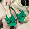 Модные летние туфли на квадратном каблуке женские мюли зеленые бабочка-узлы сандалии женские