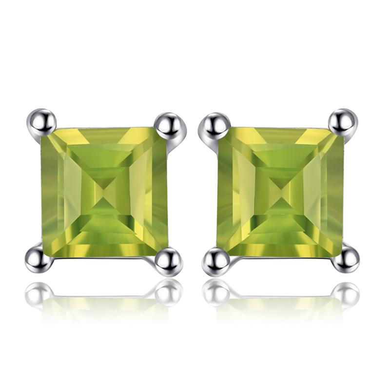 JewelryPalace Square Genuine Blue Topaz Amethyst Citrine Garnet Created Sapphire Ruby Emerald 925 Sterling Silver Stud Earrings