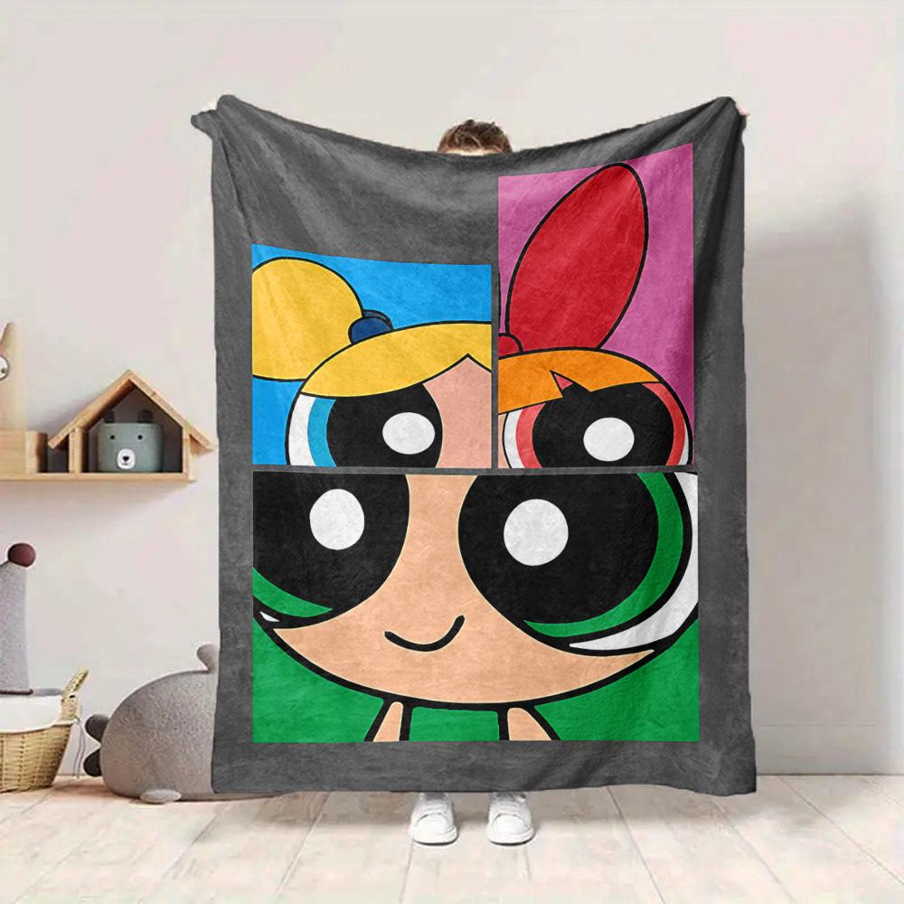 1pc Powerpuff Girls Flannel Throw Blanket Lightweight Soft Warm All Season Blanket for Sofa, Bed, Travel,L1028126