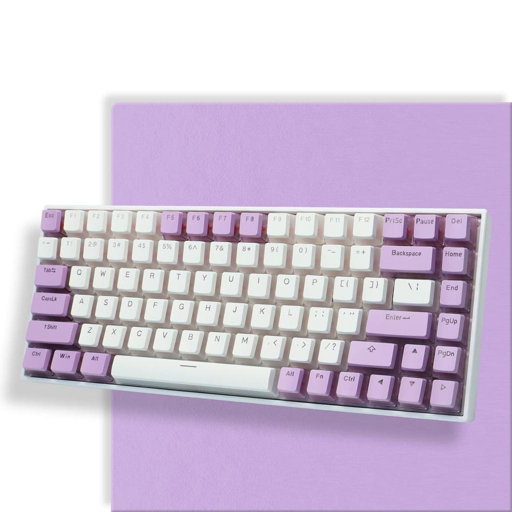 XVX Keycaps, 165-Key Print Keycaps, PBT Transparent Keycaps for Cherry MX Gateron Switch Keyboards, OEM Profile Keycaps (PurpleWhite)