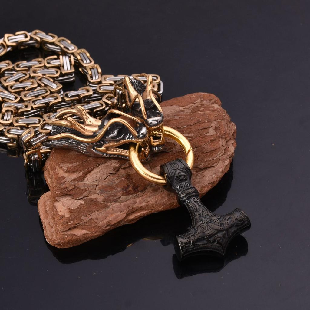 Мужское властное ожерелье из нержавеющей стали, ожерелье с подвеской «Молот Тора» из нержавеющей стали в стиле викингов, европейские и американские мужские украшения