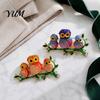 Jackets Decorative Pins Owl Family Rhinestone Brooch, Bird on Branch Lapel Pin, Accessory for Suits Coats Scarves Bags, Jewelry Gift Lovers