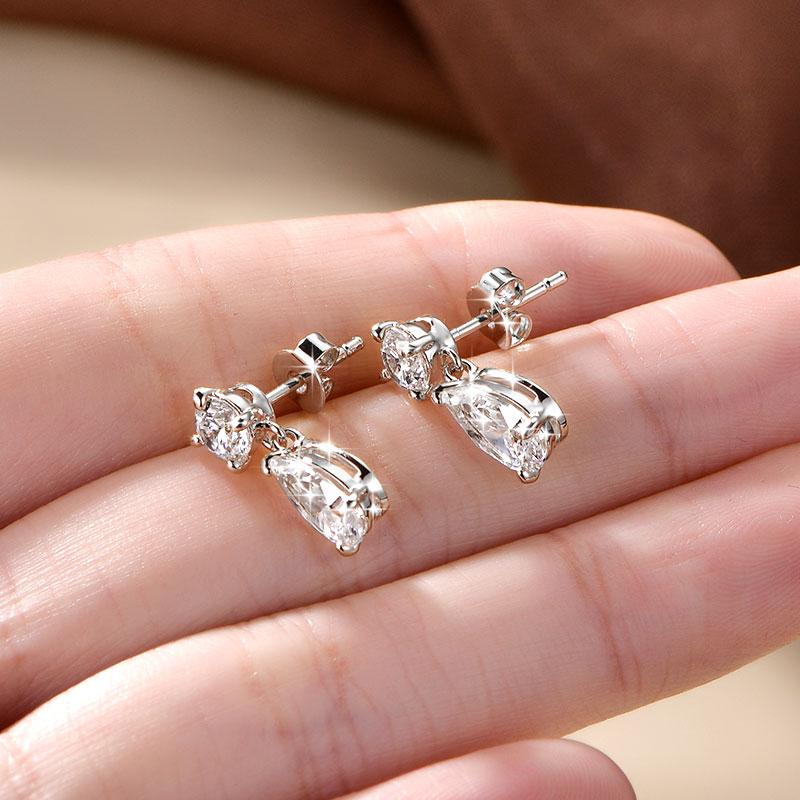 New Earring Sparkling Geometric Fine 14K Gold Filled Pear Piercing Zircon Waterdrop Fashion Drop Earring Gift Jewelry