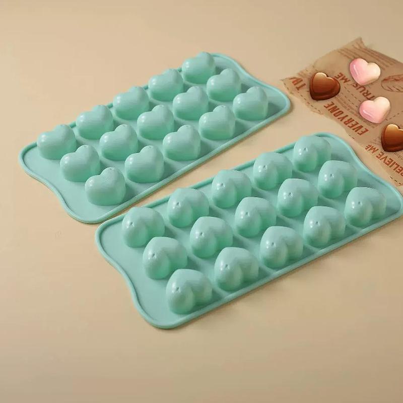 1Pc 15 Hole Three-Dimensional Heart-Shaped Silicone Mold Diy Chocolate Ice Grid Mousse Mold Soft Candy Baking Mold