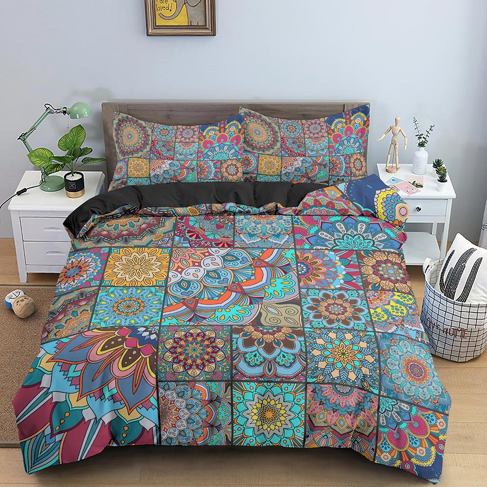 Mandala Duvet Cover Set Bohemian Bedding Set Soft Comforter Cover With 1/2pcs Pillow Shams Quilt Cover Bedroom King Queen Sizes