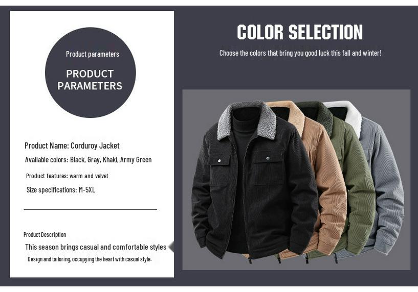Men's Winter Corduroy Jacket with Lambswool Lining