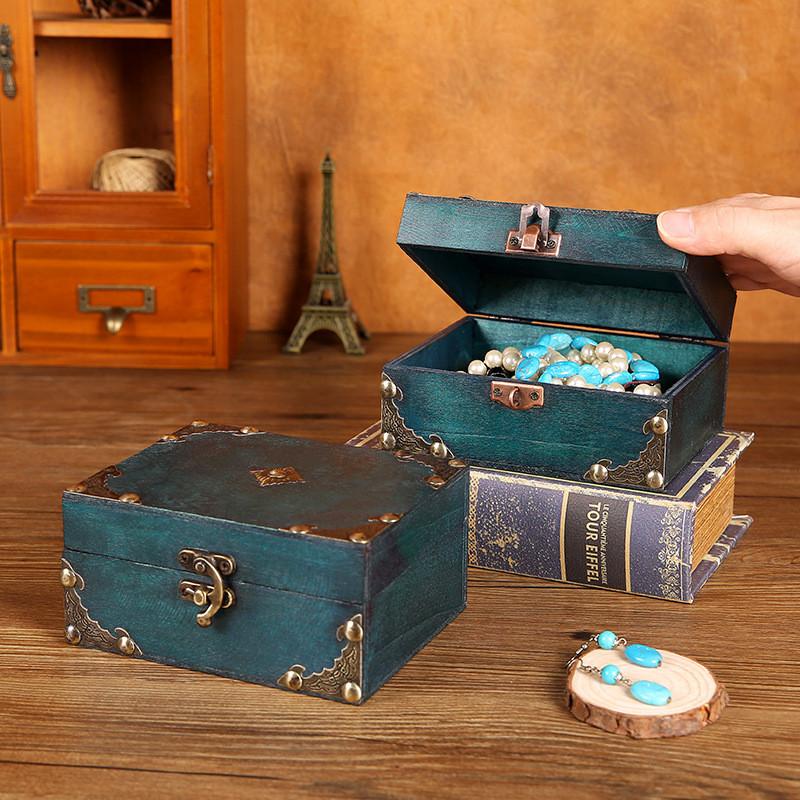 New Chinese Style Wooden Desktop Organizer Box With Lock For Jewelry Storage
