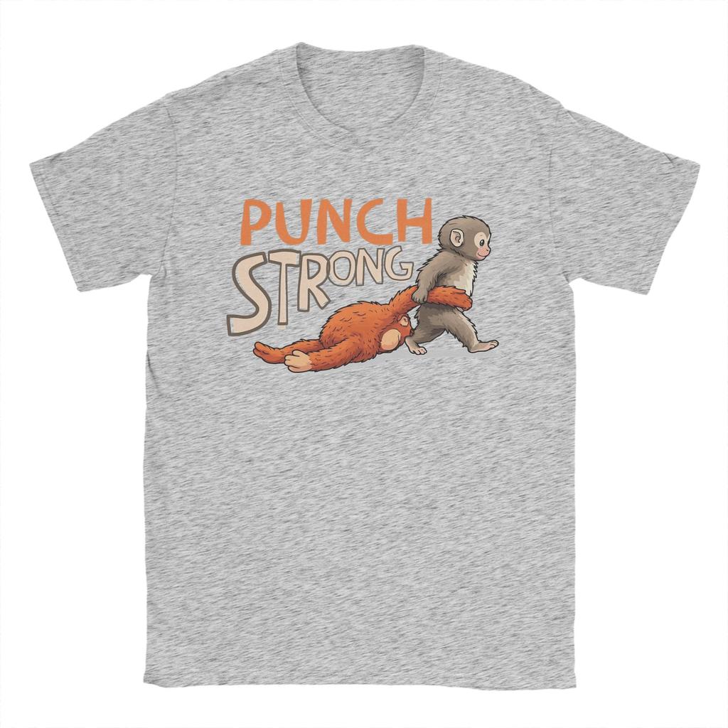 Unisex TShirt Baby Monkey Punch Strong Funny Cotton Tees Short Sleeve  T Shirts Round Collar Clothing Printed