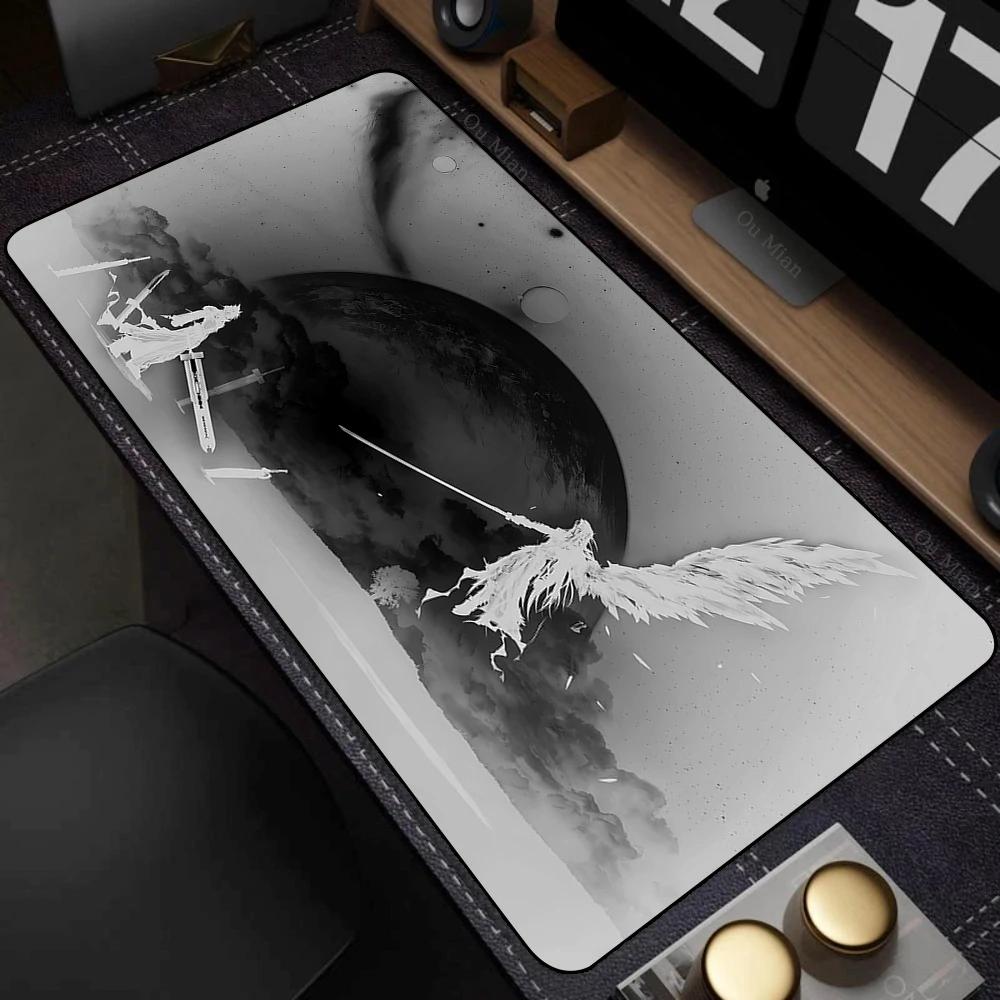 Black Anime Desktop Mat Office PC Gaming Accessories Keyboard Mouse Pad Laptop Final Fantasy Mousepad Gamer Nonslip Carpet Xxl